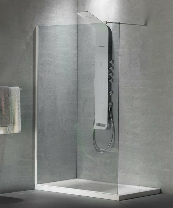 DEVON Iwis Walk-In Διαχωριστικό Ντουζιέρας White Matt (97-99)cm x h200cm Με Βραχίονα Στήριξης 100cm IW100C-300-0