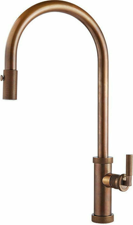 Armando Vicario Urban Μπαταρία Κουζίνας Natural Brass Με Περιστρεφόμενο Ρουξούνι 400702-225-0