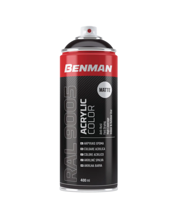 Benman Spray/Σπρέι Βαφής Ακρυλικό Μαύρο Mat RAL9005 400ml 28528