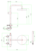 Fiore Termoty Θερμοστατική Μπαταρία Ντουζιέρα Πλήρης Ύψος 1.25m 36CR0907-5429