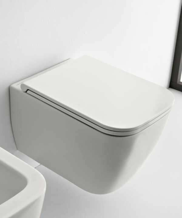 SCARABEO Teorema Clean Flush Λεκάνη Κρεμαστή Pearl Με Κάλυμμα Βακελίτη Αποσπώμενο Slim Soft Close 512600SC-301-0