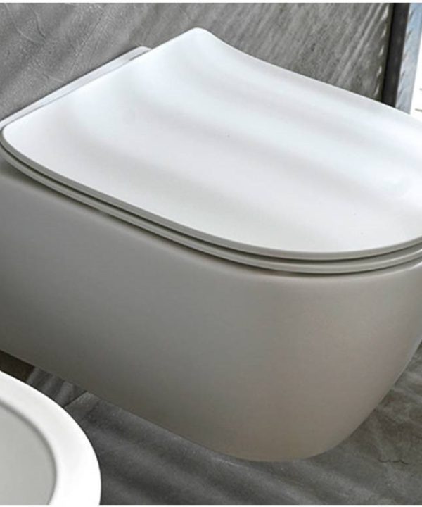 SCARABEO Moon Clean Flush Λεκάνη Κρεμαστή Pearl Με Κάλυμμα Βακελίτη Αποσπώμενο Slim Soft Close 552000SC-301-0