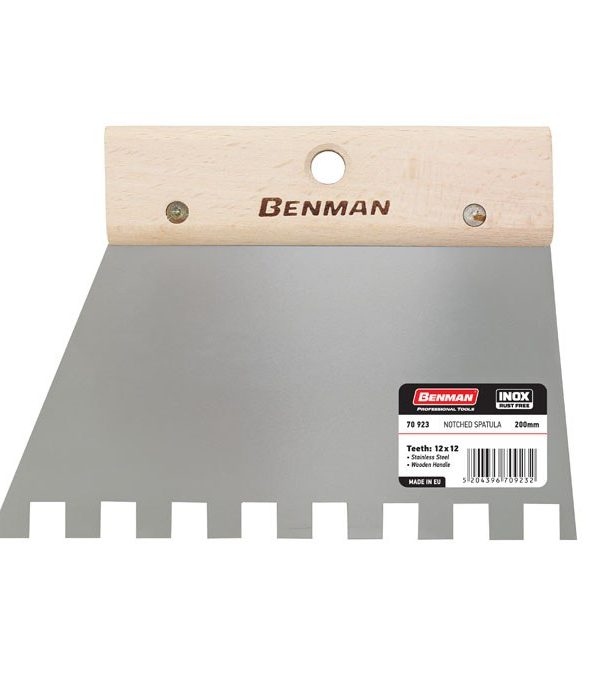 Σπάτουλα Πλακάδων Benman Με Τετράγωνο Δόντι 12x12 200mm 70923-0