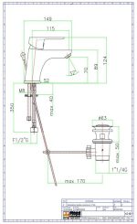 Fiore Kevon Chic Μπαταρία Νιπτήρος Μαύρο/Χρωμέ 81ΒX8120-5268