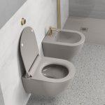 GSI Pura Swirl Λεκάνη Κρεμαστή Tortora Με Κάλυμμα Βακελίτη Αποσπώμενο Slim Soft Close 881600SC-440-16770