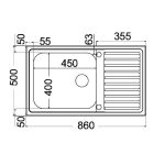 Apell Anniversario Ένθετος Αθόρυβος Νεροχύτης Με 1 Γούρνα Από Ανοξείδωτο Χάλυβα (86x50)cm Λείος 8110-110-18230