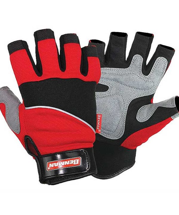 Benman Γάντια Υφασμάτινα Με Δερμάτινη Ενίσχυση Κομμένα (77303)-0