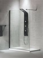 DEVON Iwis Walk-In Διαχωριστικό Ντουζιέρας Black Matt (137-139)cm x h200cm Με Βραχίονα Στήριξης 100cm IW140C-400-0