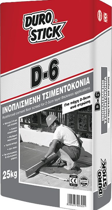 Durostick D-6 Ινοπλισμένη Τσιμεντοκονία Για Πάχη 2-5Cm/ Στρώση Γκρι 25Kg-0