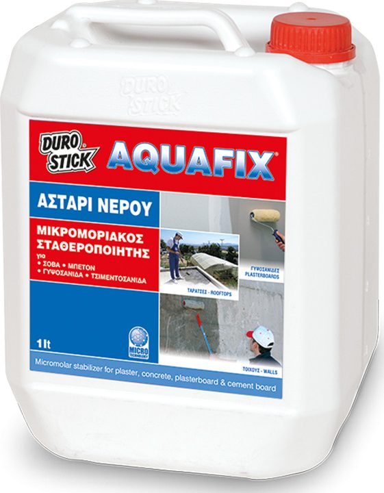 Durostick Aquafix Μικρομοριακός Σταθεροποιητής Για Τοίχους, Ταράτσες & Γυψοσανίδες 1Lt ΣΣΑΚ01-0