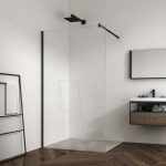 DEVON Iwis Walk-In Διαχωριστικό Ντουζιέρας Black Matt (137-139)cm x h200cm Με Βραχίονα Στήριξης 100cm IW140C-400-18182