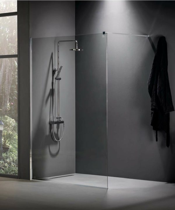 Devon Iwis Walk In Διαχωριστικό Ντουζιέρας (127-129)cm x 200cm Ύψος Με Βραχίονα Κάθετης Στήριξης Χρώμιο IW130C-100-0