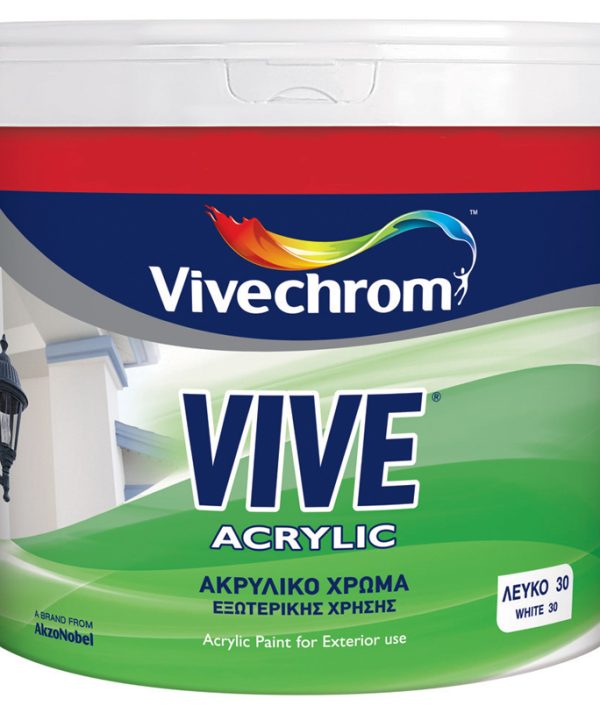 Ακρυλικό Λευκό Χρώμα Εξωτερικής Χρήσης Vive Acrylic 3lt-0