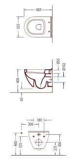 SEREL Smart Κρεμαστή Λεκάνη 48,5cm Με Κάλυμμα Βακελίτη Απλό SM1200-300-17402