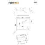 Fortinox Squadro Υποκαθήμενος Αθόρυβος Νεροχύτης Με 1 Γούρνα Από Ανοξείδωτο Χάλυβα AISI 304 (49x44)cm Λείος 28045-110-18268