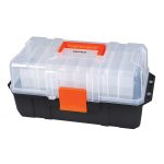 TACTIX Πλαστική Εργαλειοθήκη Με 3 Αναδιπλούμενες Θήκες και Διάφανο Καπάκι 16'' 40x20,5x19 cm (320311)-4036