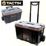 TACTIX Πλαστική Εργαλειοθήκη με ένα Αποσπώμενο Ράφι , Ρόδες και Τηλεσκοπική Λαβή 25" (320302)-4042