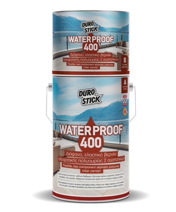 Durostick Waterproof 400 Διάφανο, Ελαστικό, Γυαλιστερό Βερνίκι Αλειφατικής Πολυουρίας 2 Συστατικών 5kg-0