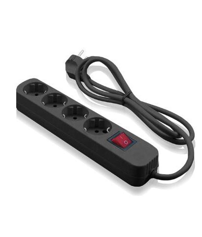 Πολύπριζο 4 Θέσεων Με Διακόπτη 3Χ1 1.5Μ Μαύρο 80-00111-2-0