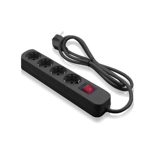 Πολύπριζο 4 Θέσεων Με Διακόπτη 3Χ1 1.5Μ Μαύρο 80-00111-2-0