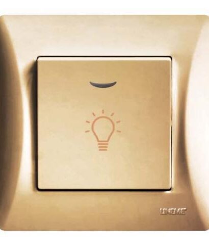 Μπουτόν Κλιμακοστασίου Με Λυχνία Lineme Χρυσό Ματ 50-00107-9-0