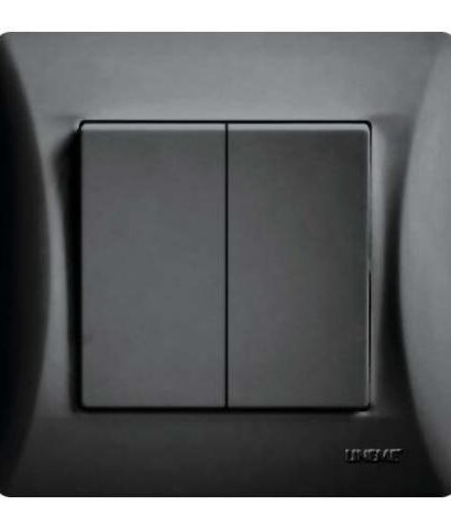 Διακόπτης Διπλός Αλερετούρ Lineme Μαύρο 50-00104-2-0