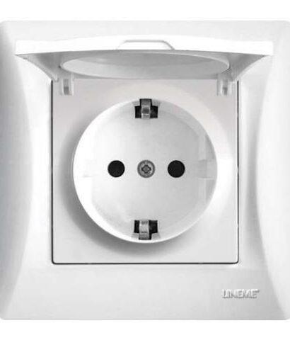Πρίζα Σούκο Με Καπάκι Lineme Λευκό 50-00114-1-0