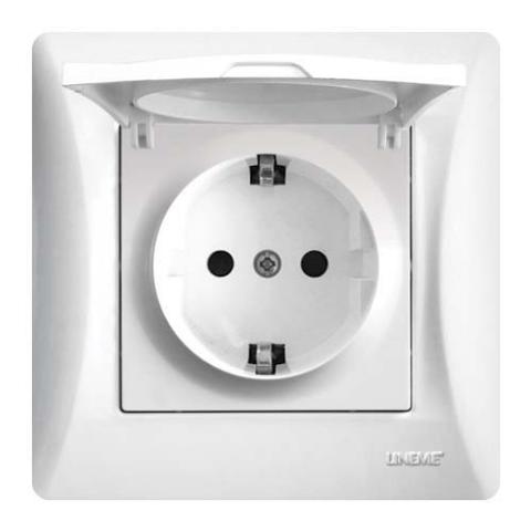 Πρίζα Σούκο Με Καπάκι Lineme Λευκό 50-00114-1-0