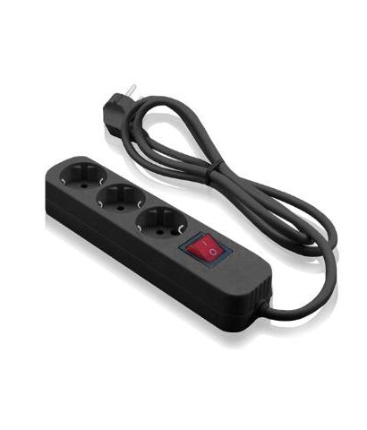 Πολύπριζο 3 Θέσεων Με Διακόπτη 3Χ1 1.5Μ Μαύρο 80-00110-2-0