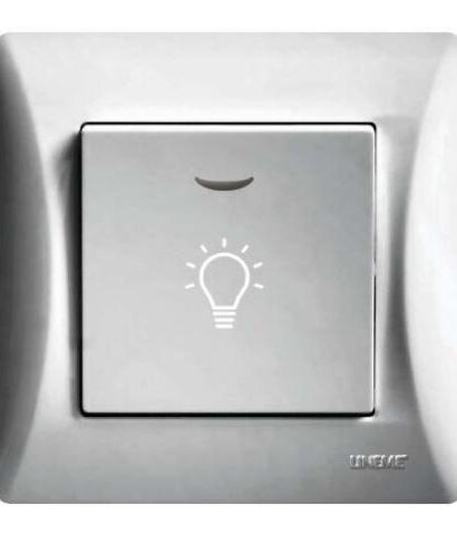 Μπουτόν Κλιμακοστασίου Με Λυχνία Lineme Ασημί Ματ-0