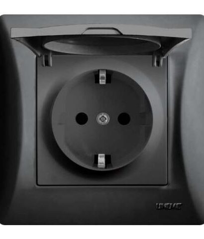 Πρίζα Σούκο Με Καπάκι Lineme Μαύρο 50-00114-2-0