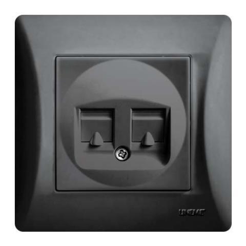 Πρίζα Διπλή DATA RJ45 Lineme Μαύρο 50-00130-2-0