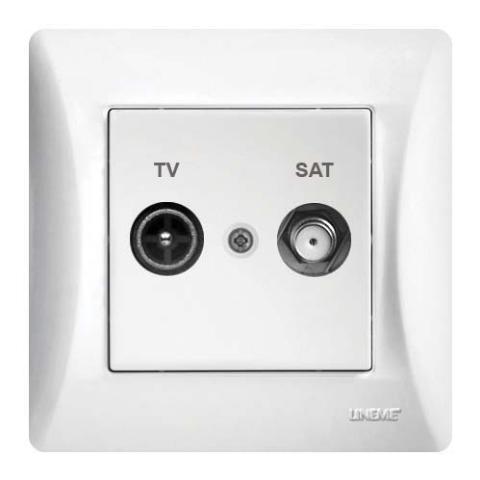 Πρίζα TV-SAT Διελεύσεως Lineme Λευκό 50-00134-1-0
