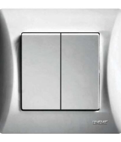 Διακόπτης Διπλός Αλερετούρ Lineme Ασημί Ματ 50-00104-5-0