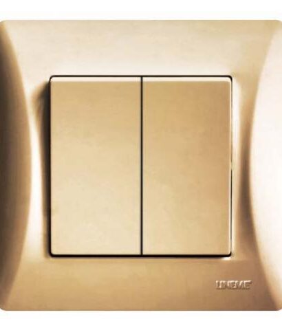 Διακόπτης Διπλός Αλερετούρ Lineme Χρυσό Ματ 50-00104-9-0