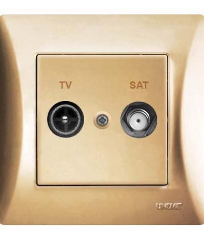 Πρίζα TV-SAT Διελεύσεως Lineme Χρυσό Ματ 50-00134-9-0
