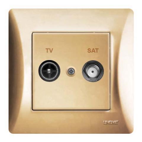 Πρίζα TV-SAT Διελεύσεως Lineme Χρυσό Ματ 50-00134-9-0
