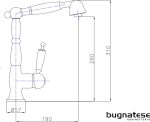 Bugnatese Oxford Μπαταρία Κουζίνας Bronze / Λευκό Με Μακρύ Περιστρεφόμενο Ρουξούνι 6382-220300-28037