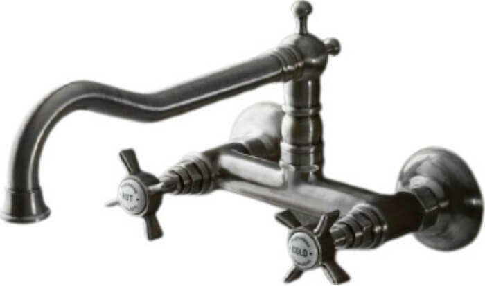 Bugnatese Princeton Μπαταρία Κουζίνας Άνω Ροής Τοίχου Inox Finish 852-110-0