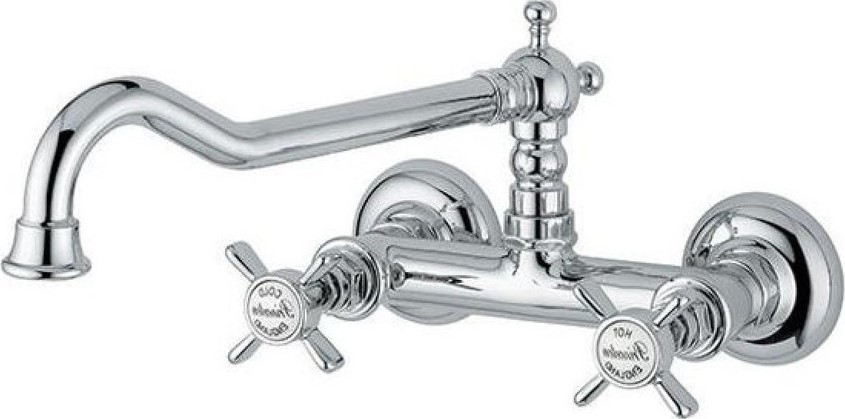 Bugnatese Princeton Μπαταρία Κουζίνας Άνω Ροής Τοίχου Chrome 852-100-0