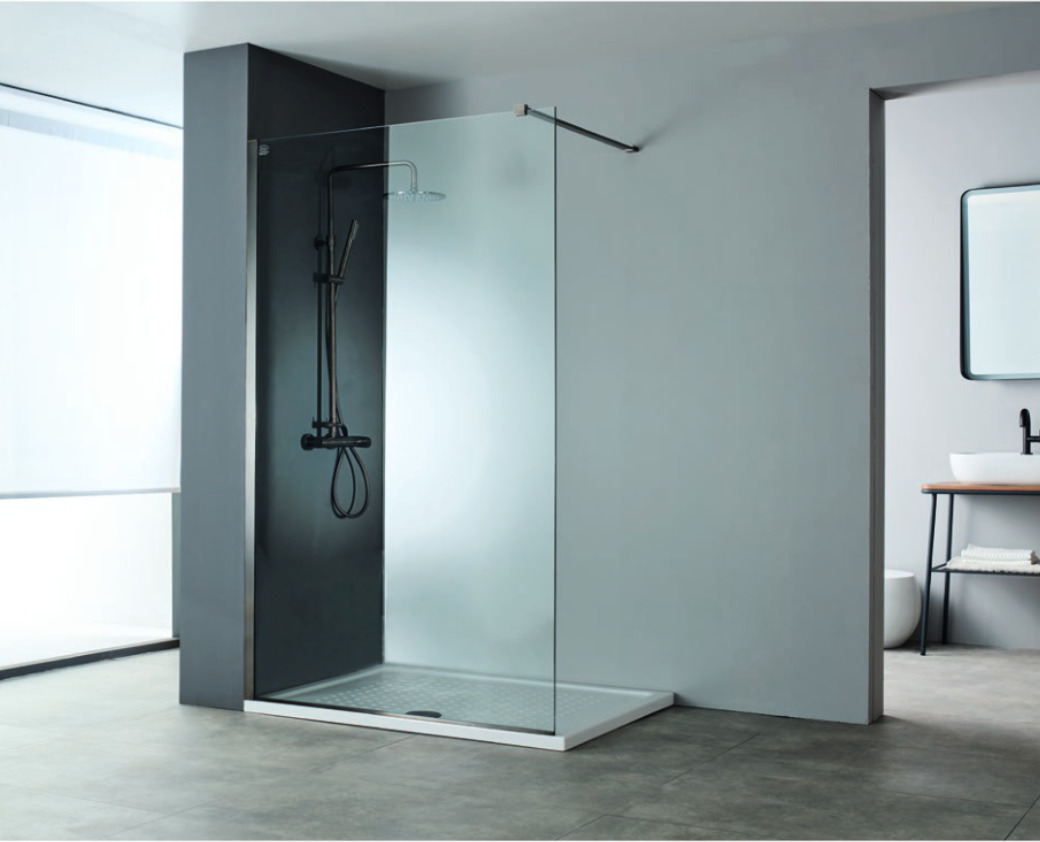 DEVON Iwis Walk-In Διαχωριστικό Ντουζιέρας Black Brushed PVD (107-109)cm x h200cm Με Βραχίονα Στήριξης 100cm-0