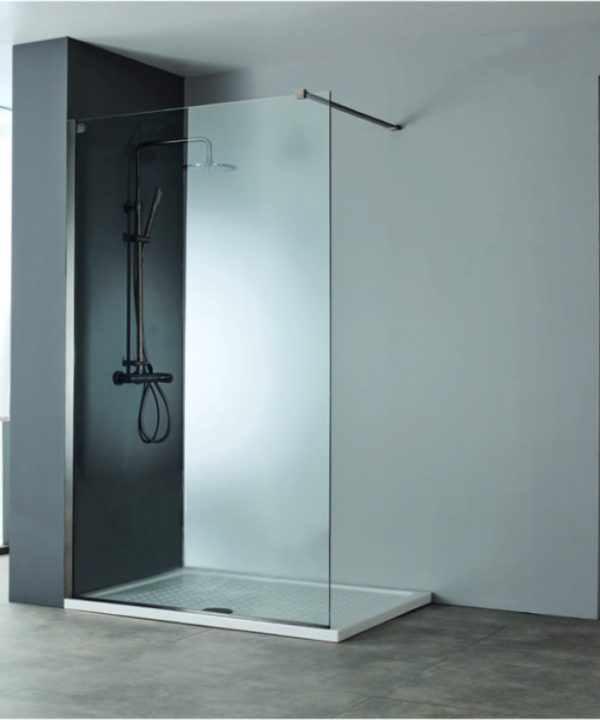 DEVON Iwis Walk-In Διαχωριστικό Ντουζιέρας Black Brushed PVD (127-129)cm x h200cm Με Βραχίονα Στήριξης 100cm-0