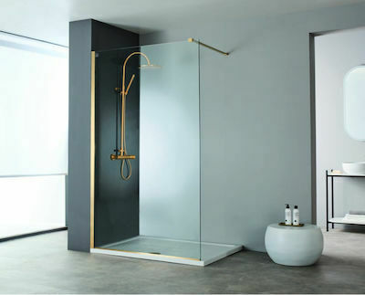 DEVON Iwis Walk-In Διαχωριστικό Ντουζιέρας Gold Brushed PVD (107-109)cm x h200cm Με Βραχίονα Στήριξης 100cm IW110C-211-0