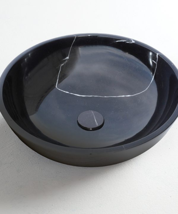 Fossil Molo Marble Επιτραπέζιος Νιπτήρας Φυσικό Μάρμαρο Marquina Nero Φ45cm DR45-400-0