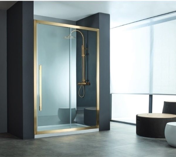 DEVON Noxx Slider 1+1 Καμπίνα Ντουζιέρας Gold Brushed PVD (137-139)cm x h200cm Με 1 Σταθερό και 1 Συρόμενο Φύλλο SLN140C-211-0