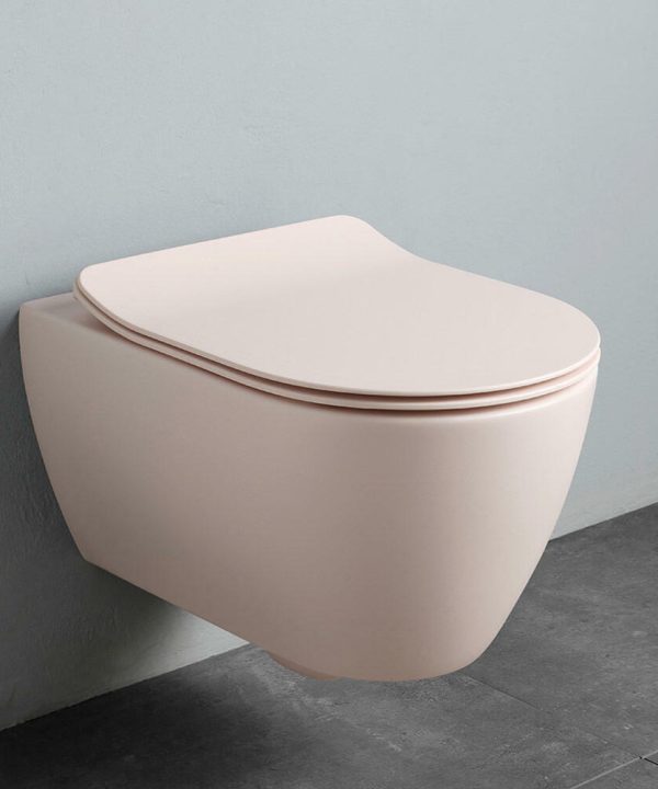 SCARABEO Moon Clean Flush Λεκάνη Κρεμαστή Antique Pink Με Κάλυμμα Βακελίτη Αποσπώμενο Slim Soft Close 552000SC-810-0