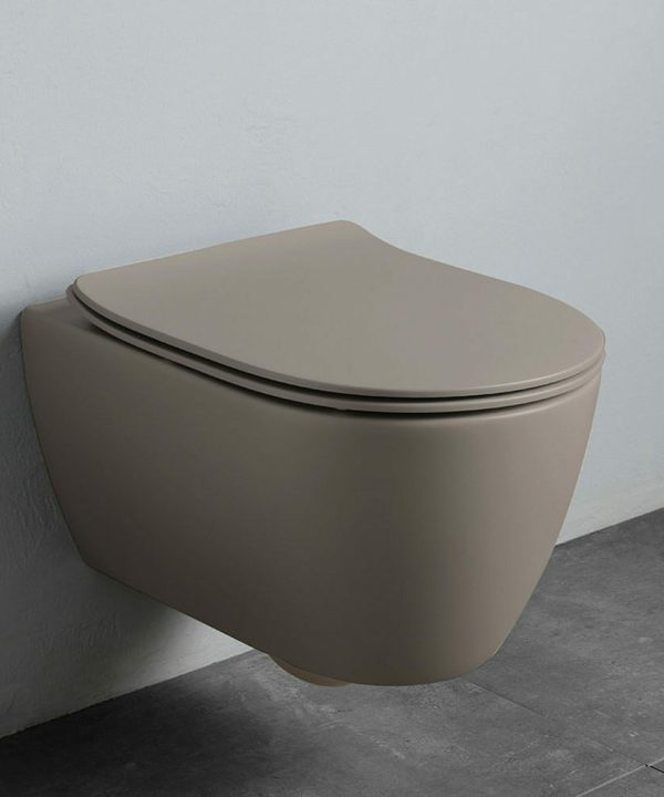 SCARABEO Moon Clean Flush Λεκάνη Κρεμαστή Sand Με Κάλυμμα Βακελίτη Αποσπώμενο Slim Soft Close 552000SC-510-0