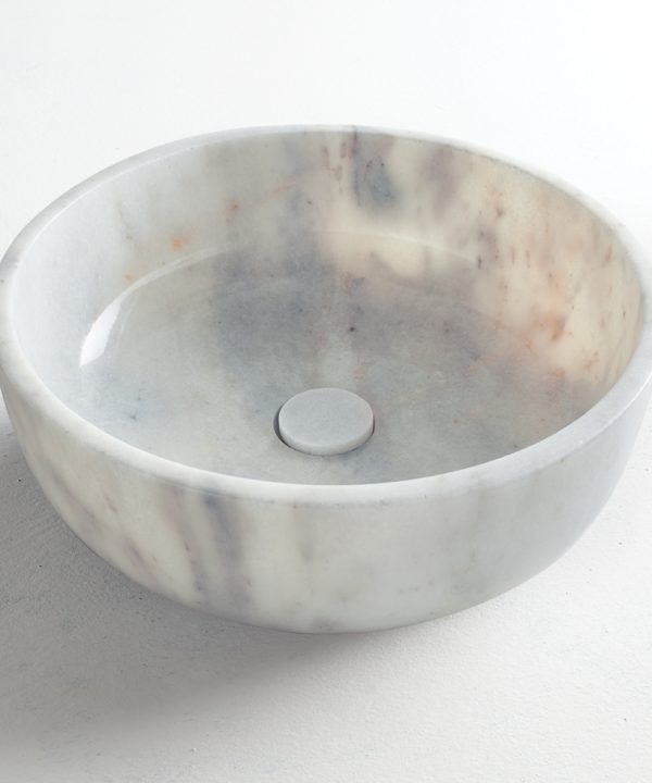 Fossil Thalo Marble Επιτραπέζιος Νιπτήρας Φυσικό Μάρμαρο Carrara Nuovo Φ33cm DR33-300-0