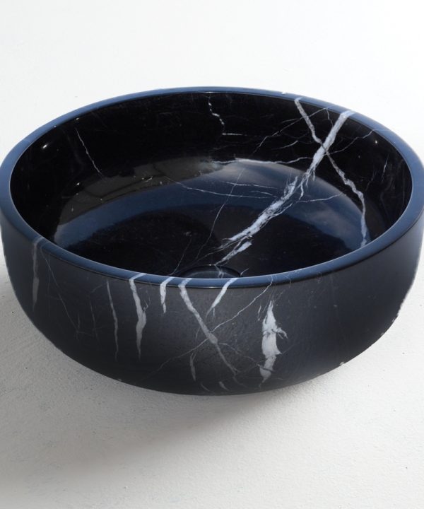 Fossil Thalo Marble Επιτραπέζιος Νιπτήρας Φυσικό Μάρμαρο Marquina Nero Φ39cm DR39-400-0