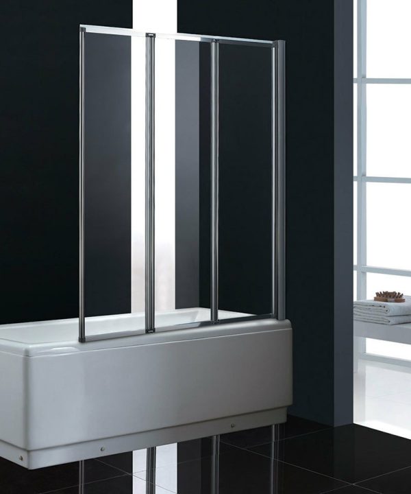 DEVON Primus Plus Τρίπτυχο Διαχωριστικό Μπανιέρας Chrome 120x140cm Με 3 Αναδιπλούμενα Φύλλα DT1200T-100-0